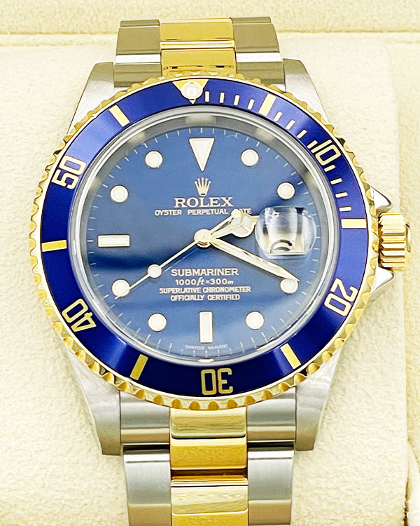 Rolex Submariner Date Steel and Yellow Gold 40mm Bright Blue Dial(16613)