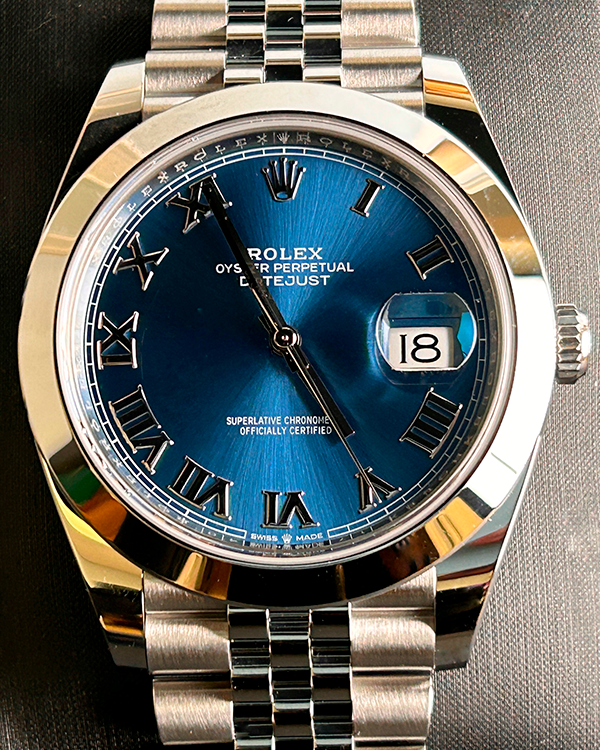 2023 Rolex Datejust 41 Azzurro Blue Roman Dial Jubilee (126300)