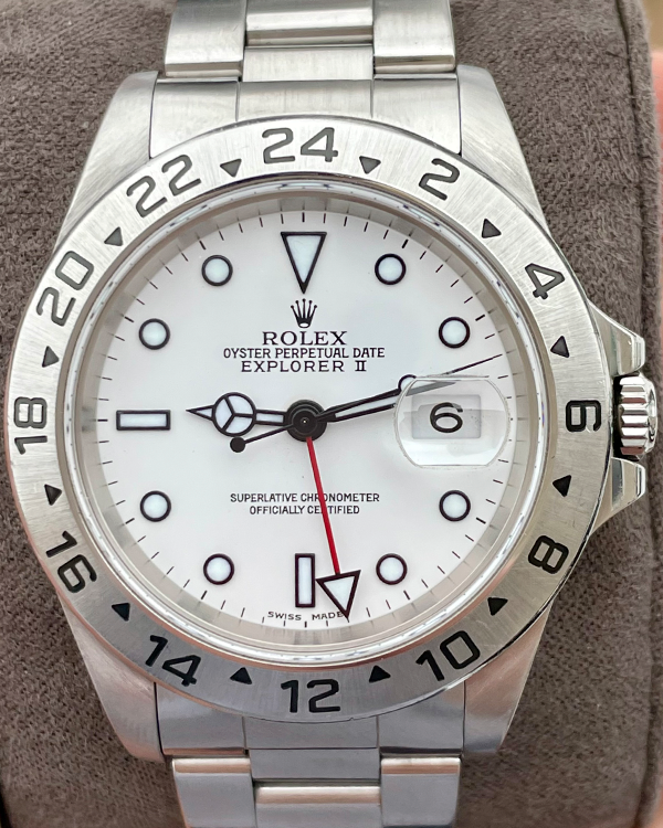 2000 Rolex Explorer II "Polar" 40MM White Dial Steel Bracelet (16570)