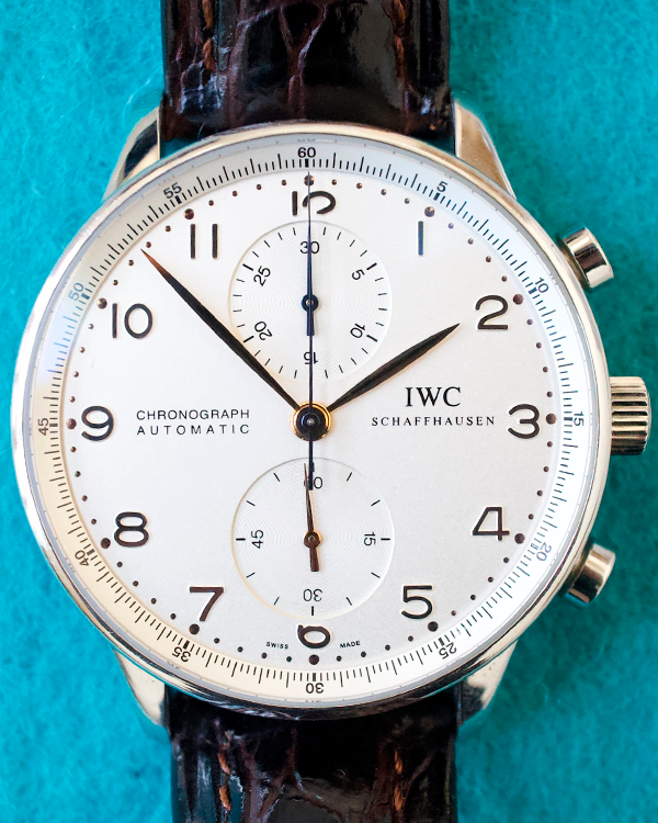 2005 IWC Portuguese Chronograph 41MM Silver Dial Leather Strap (IW371445)