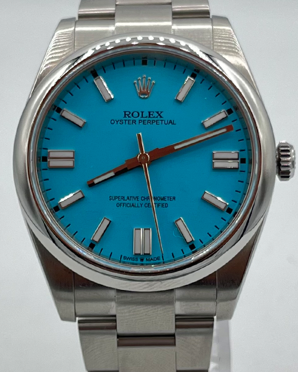 2022 Rolex Oyster Perpetual 41MM Turquoise Dial Oytersteel Bracelet (124300)