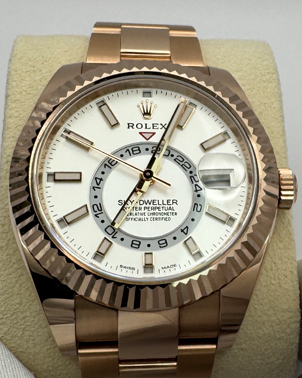 2023 Rolex Sky-Dweller 42MM White Dial Everose Oyster Bracelet (326935)