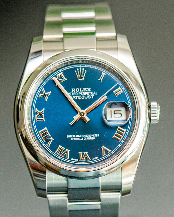 2021 Rolex DateJust 36 Oystersteel Blue Roman Numeral Dial Oyster (116200)