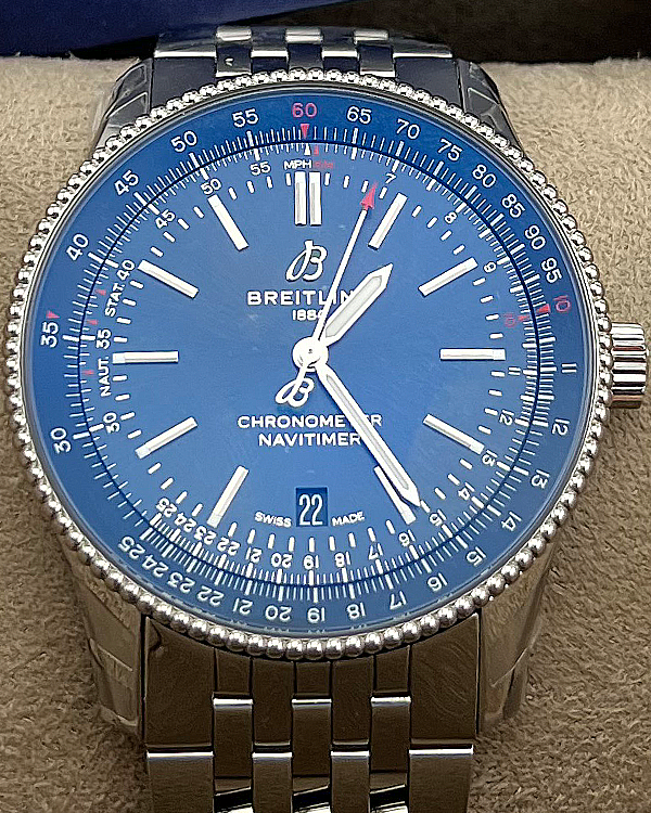 No Reserve - 2023 Breitling Navitimer Automatic 41MM Blue Dial Steel Bracelet (A17326)