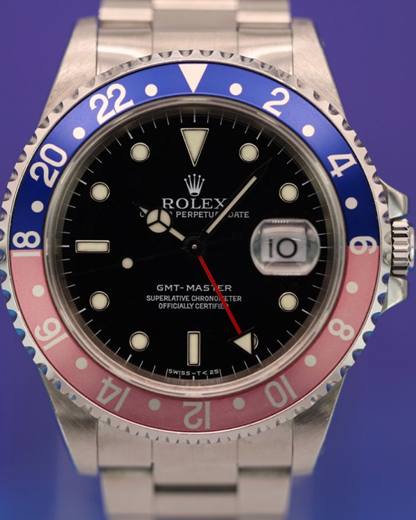 1998 (U Serial) Rolex GMT-Master "Faded Pepsi" 40MM Black Dial Steel Bracelet (16700)