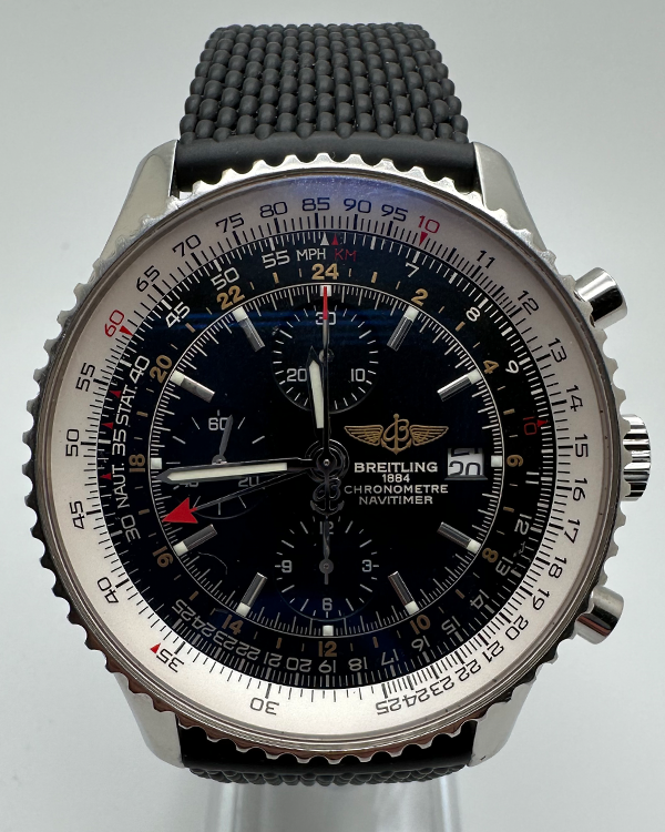 No Reserve - Breitling Navitimer World GMT 46 Chronograph Steel Black Dial (A24322)