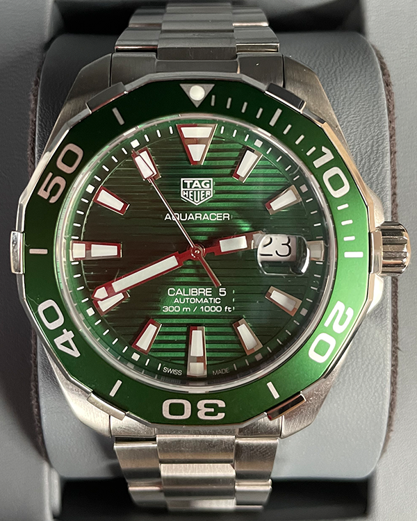 No Reserve - 2022 Tag Heuer Aquaracer 300M 43MM Steel Green Dial (WAY201S.BA0927)