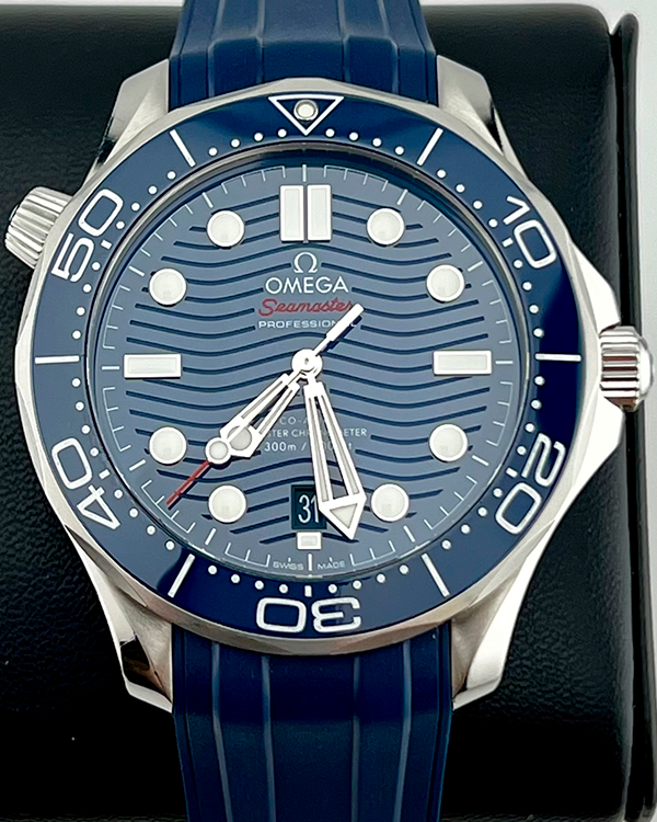 No Reserve - 2021 Omega Seamaster Diver 300M 42MM Blue Dial Rubber Strap (210.32.42.20.03.001)