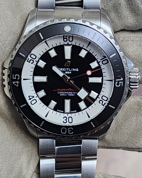 Breitling Superocean 46MM Black Dial Steel Bracelet (A17378)