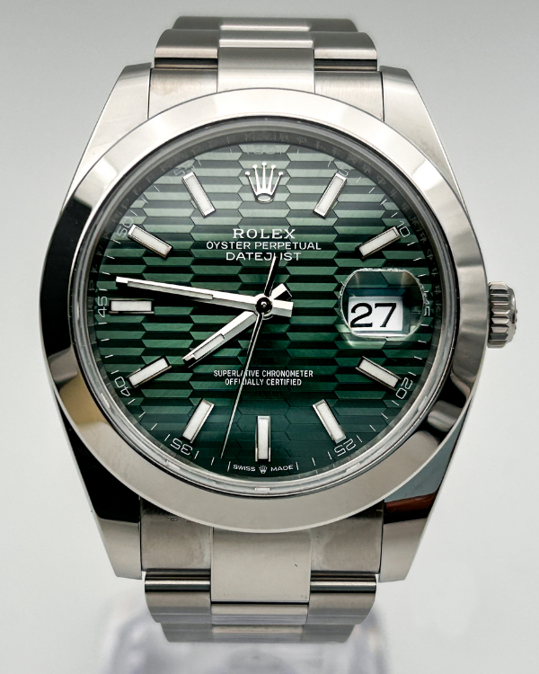 2023 Rolex Datejust 41 Oystersteel Mint Green Motif Dial (126300)