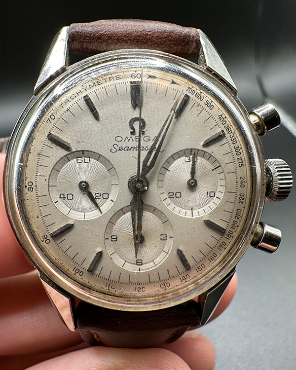 Omega Seamaster Chronograph Vintage 35MM Silver Dial Leather Strap (14364)