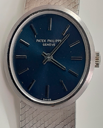 Patek Philippe Classic 28x20MM Blue Dial White Gold Bracelet (3351-1)
