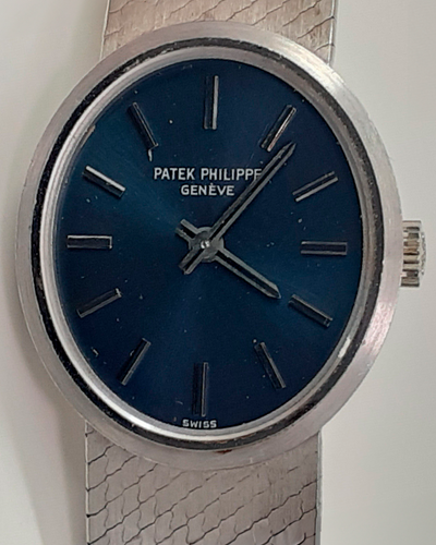 Patek Philippe Vintage 28x20MM Blue Dial White Gold Bracelet (3351-1)