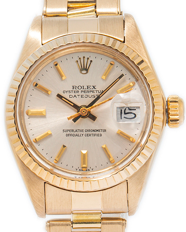 Rolex Lady-Datejust 26MM Silver Dial Yellow Gold Oyster Bracelet (6917)