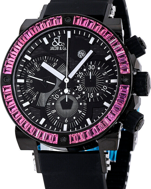 Jacob & Co. Epic II Chronograph 47MM Black Dial Rubber Strap (E2C)