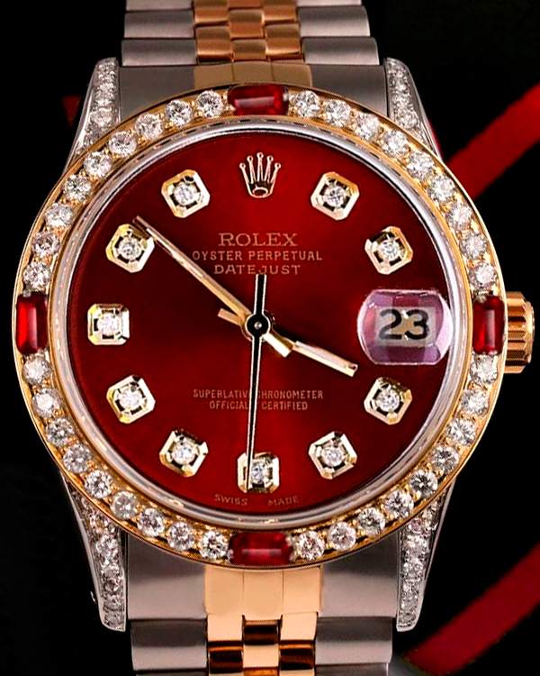 Rolex Datejust 36MM Red Dial Two-Tone Jubilee Bracelet (16013)