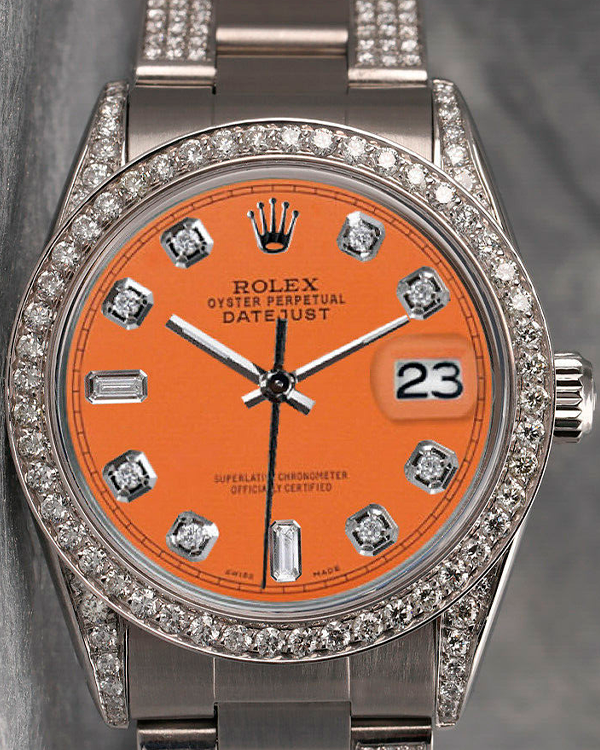 Rolex Datejust 36MM Aftermarket Orange Dial Steel Bracelet (16030)